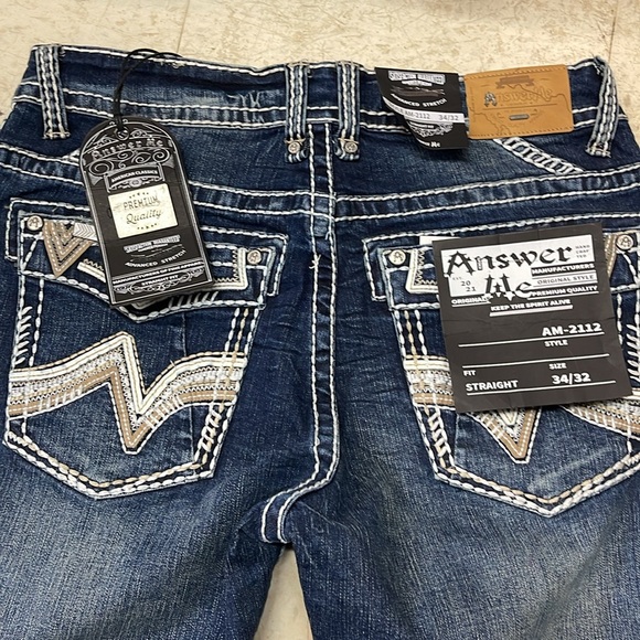 Men’s Western Answer Me Jeans Size 34/32 Straight Fit Denim New With Tags - Picture 2 of 7